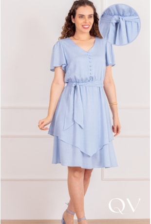 VESTIDO CURTO EM VISCOSE AZUL - PURO SHARMY
