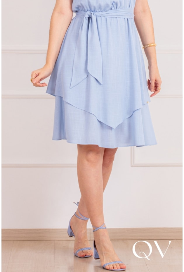 VESTIDO CURTO EM VISCOSE AZUL - PURO SHARMY
