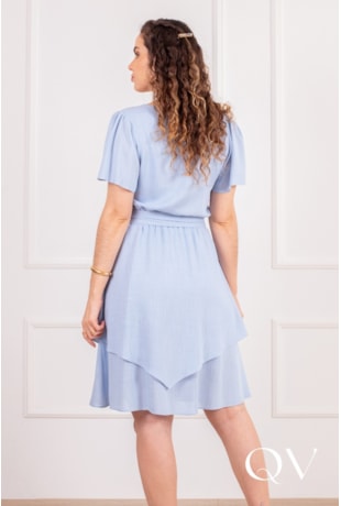 VESTIDO CURTO EM VISCOSE AZUL - PURO SHARMY