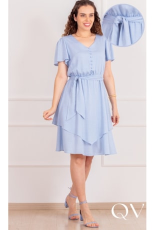 VESTIDO CURTO EM VISCOSE AZUL - PURO SHARMY