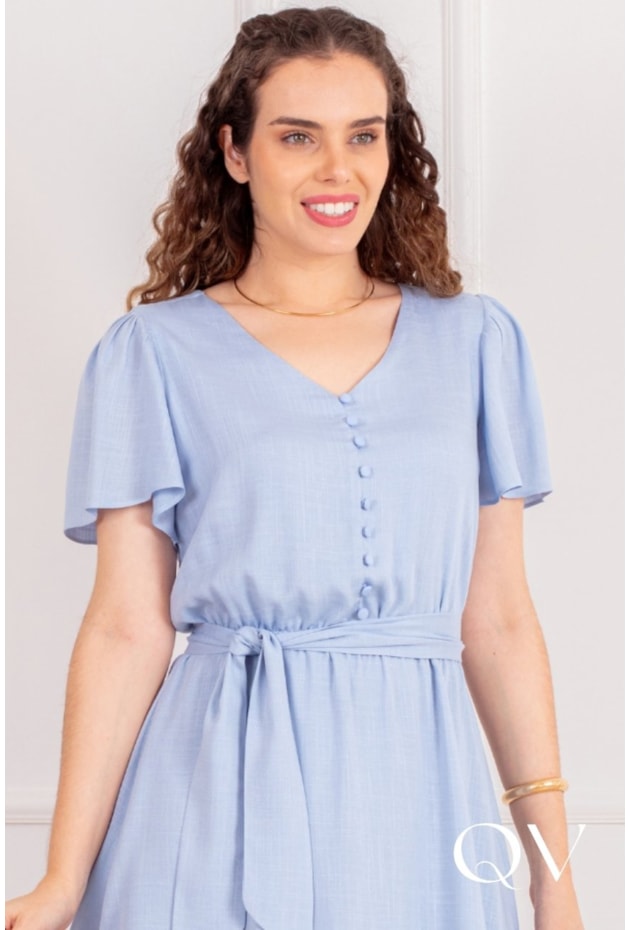 VESTIDO CURTO EM VISCOSE AZUL - PURO SHARMY