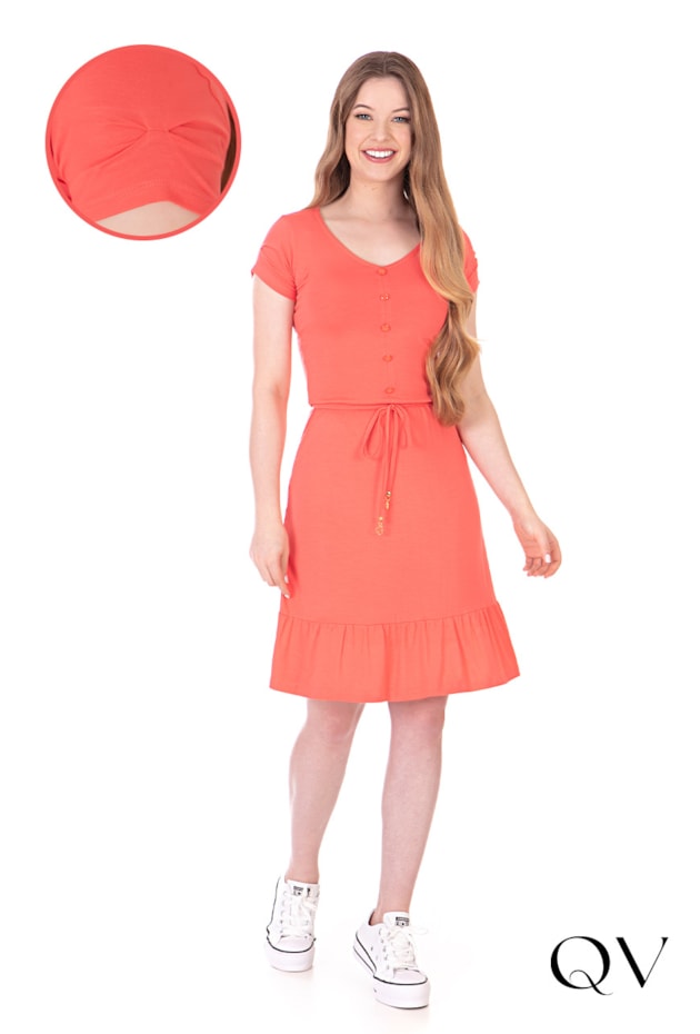 VESTIDO CURTO EVASÊ CORAL - HAPUK