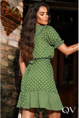 VESTIDO CURTO POÁ VERDE - LUZIA FAZZOLLI