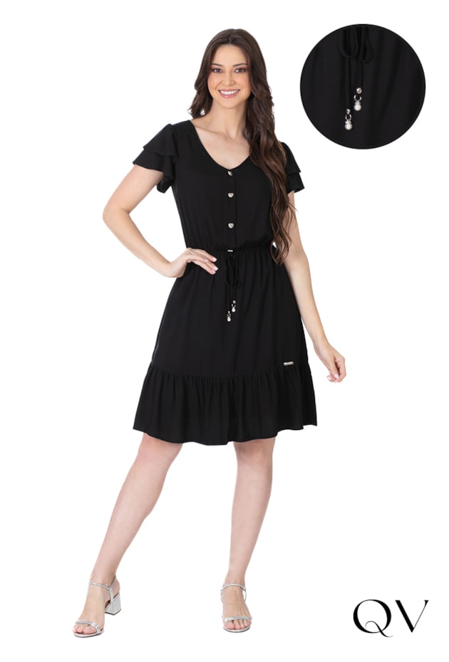 VESTIDO CURTO VISCOSE PRETO - HAPUK