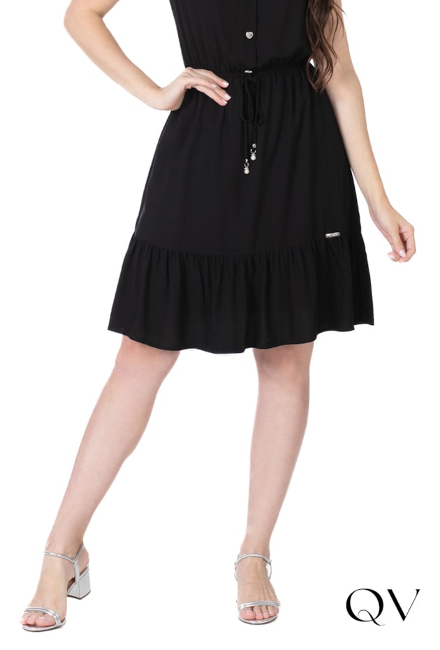 VESTIDO CURTO VISCOSE PRETO - HAPUK