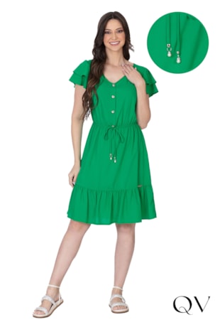 VESTIDO CURTO VISCOSE VERDE - HAPUK