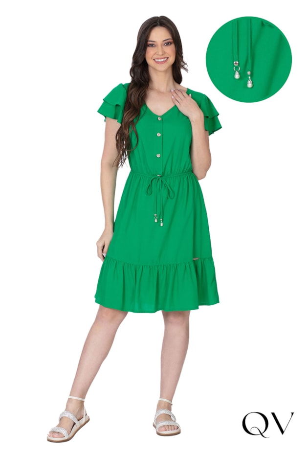 VESTIDO CURTO VISCOSE VERDE - HAPUK