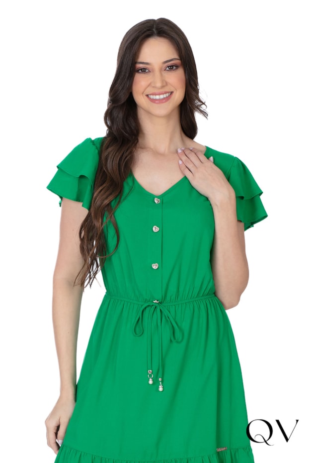 VESTIDO CURTO VISCOSE VERDE - HAPUK