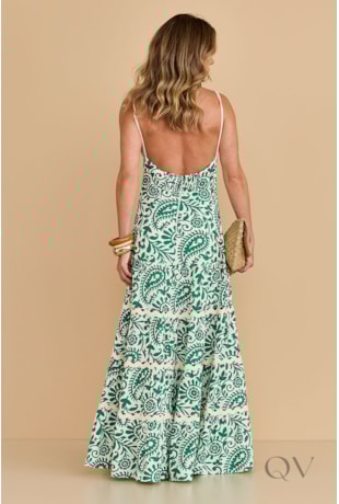 VESTIDO DE ALÇA LONGO EM VISCOSE VERDE - ARSTY