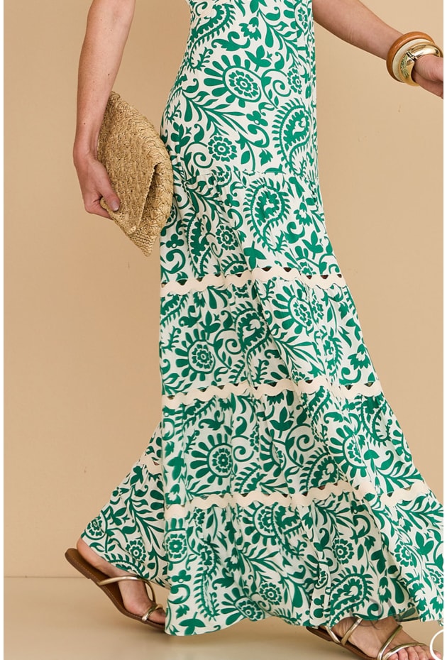 VESTIDO DE ALÇA LONGO EM VISCOSE VERDE - ARSTY