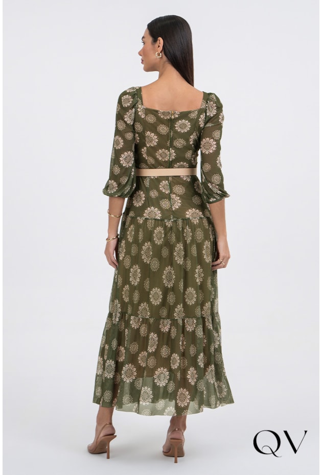 VESTIDO DE TULE ESTAMPADO VERDE - VIA TOLENTINO VESTIDO DE TULE ESTAMPADO VERDE - VIA TOLENTINO