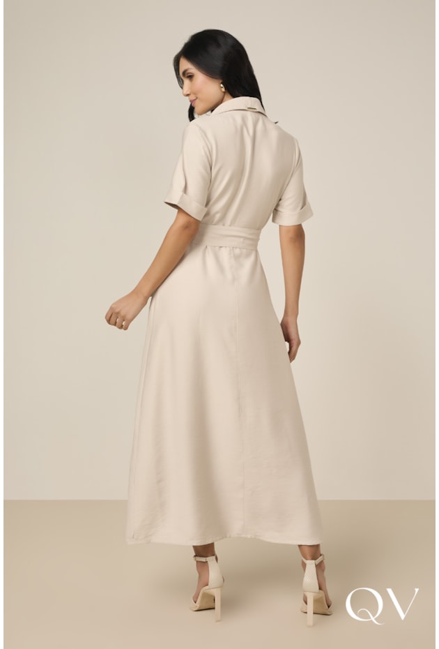 VESTIDO EM ALFAIATARIA DE VISCOSE COM BOTÕES OFF - TITANIUM JEANS VESTIDO EM ALFAIATARIA DE VISCOSE COM BOTÕES OFF - TITANIUM JEANS