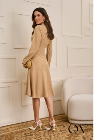 VESTIDO EM ALFAIATARIA EVASÊ MOCHA MOUSSE - JANY PIM
