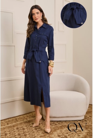 VESTIDO EM ALFAIATARIA MAX MIDI AZUL ESCURO - JANY PIM