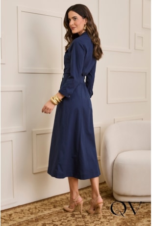 VESTIDO EM ALFAIATARIA MAX MIDI AZUL ESCURO - JANY PIM