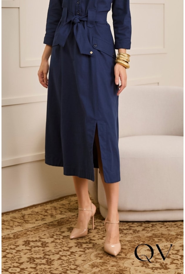 VESTIDO EM ALFAIATARIA MAX MIDI AZUL ESCURO - JANY PIM VESTIDO EM ALFAIATARIA MAX MIDI AZUL ESCURO - JANY PIM