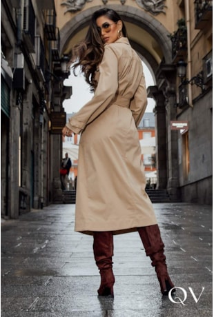 VESTIDO EM ALFAIATARIA TRANSPASSADO BEGE - LUZIA FAZZOLLI