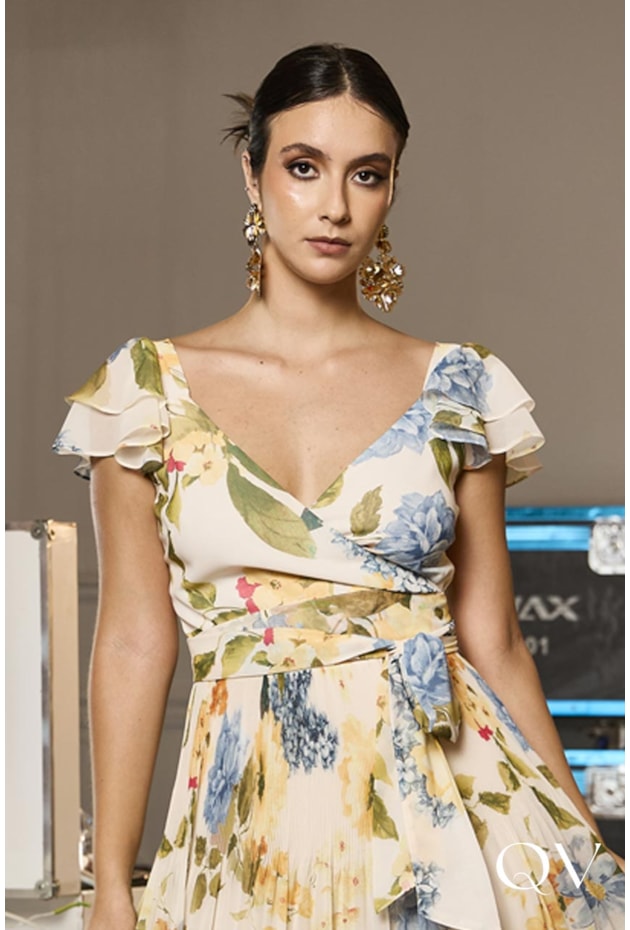 VESTIDO EM CHIFFON TRÊS MARIAS ESTAMPADO - LUZIA FAZZOLLI