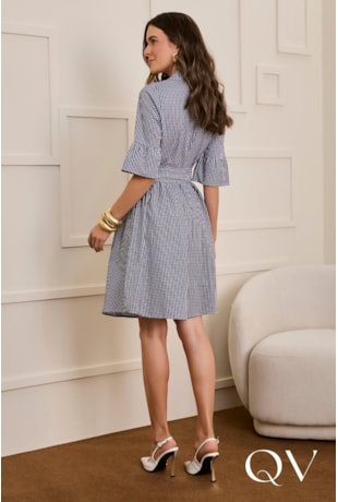 VESTIDO EM COTTON POPLIN XADREZ - JANY PIM