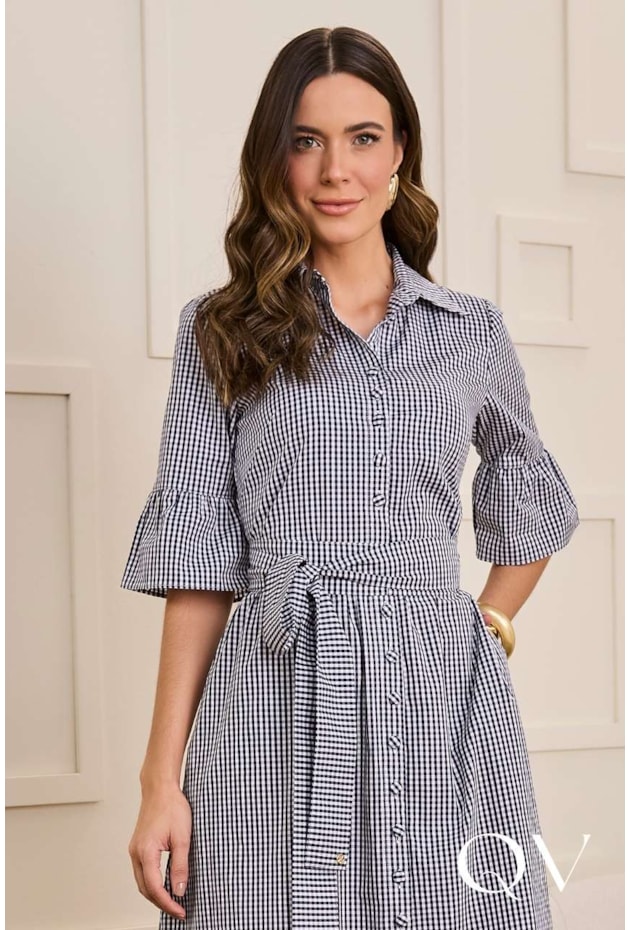 VESTIDO EM COTTON POPLIN XADREZ - JANY PIM