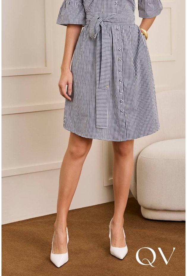 VESTIDO EM COTTON POPLIN XADREZ - JANY PIM