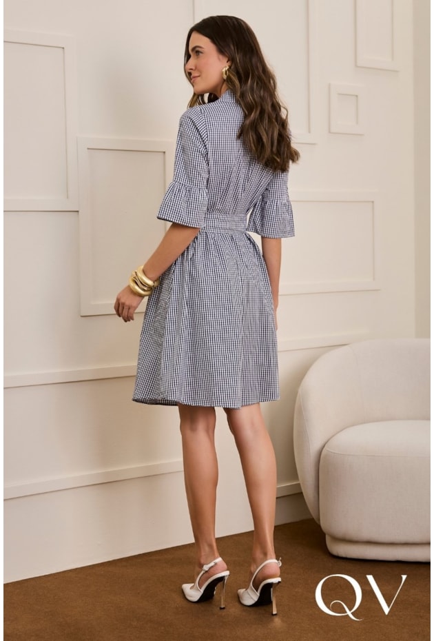 VESTIDO EM COTTON POPLIN XADREZ - JANY PIM