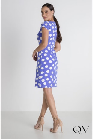 VESTIDO EM CREPE POÁ AZUL - LEKAZIS