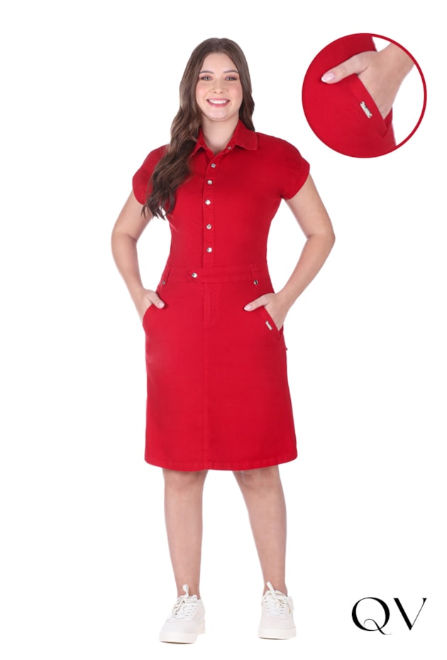 VESTIDO EM JEANS COLOR BORDÔ - HAPUK