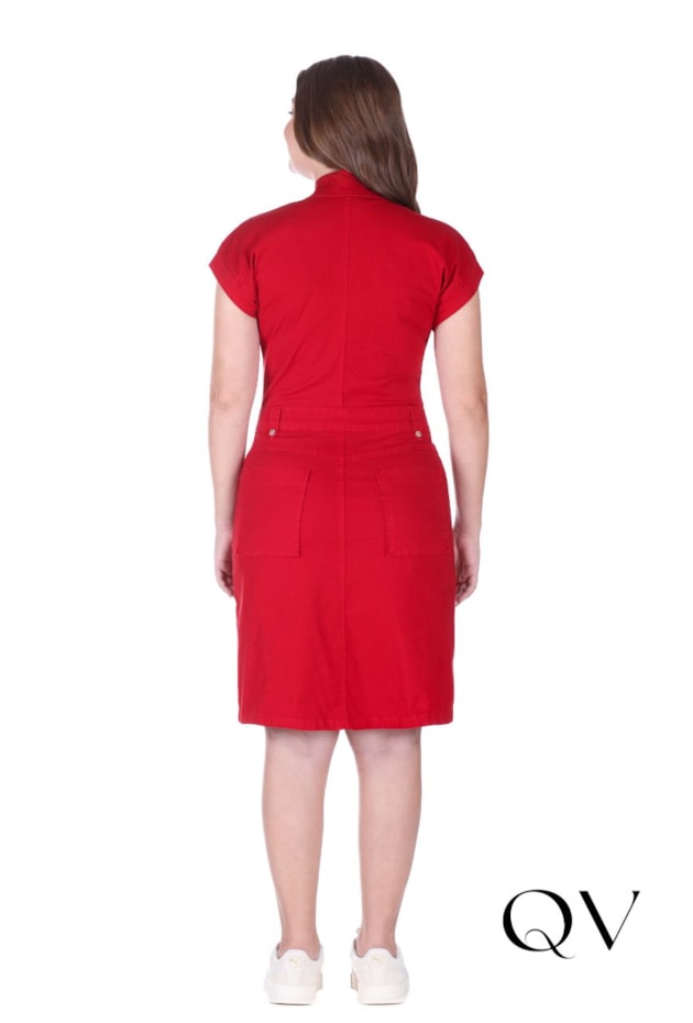 VESTIDO EM JEANS COLOR BORDÔ - HAPUK