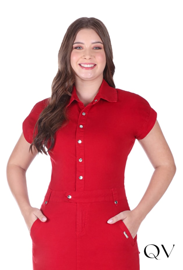 VESTIDO EM JEANS COLOR BORDÔ - HAPUK
