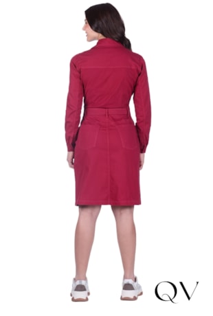 VESTIDO EM JEANS COLOR BORDÔ - HAPUK