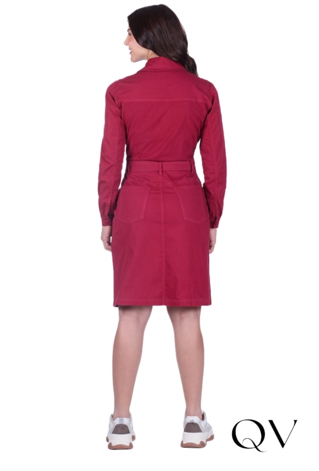 VESTIDO EM JEANS COLOR BORDÔ - HAPUK
