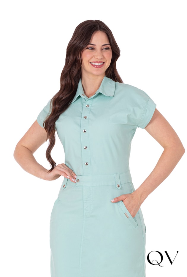 VESTIDO EM JEANS COLOR VERDE - HAPUK