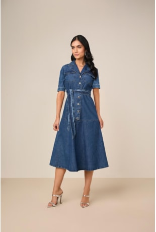 VESTIDO EM JEANS COM BOTÕES FRONTAIS AZUL - TITANIUM JEANS
