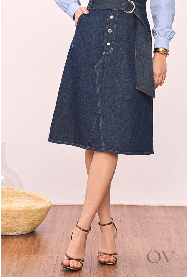 VESTIDO EM JEANS COM TRICOLINE AZUL - TITANIUM JEANS