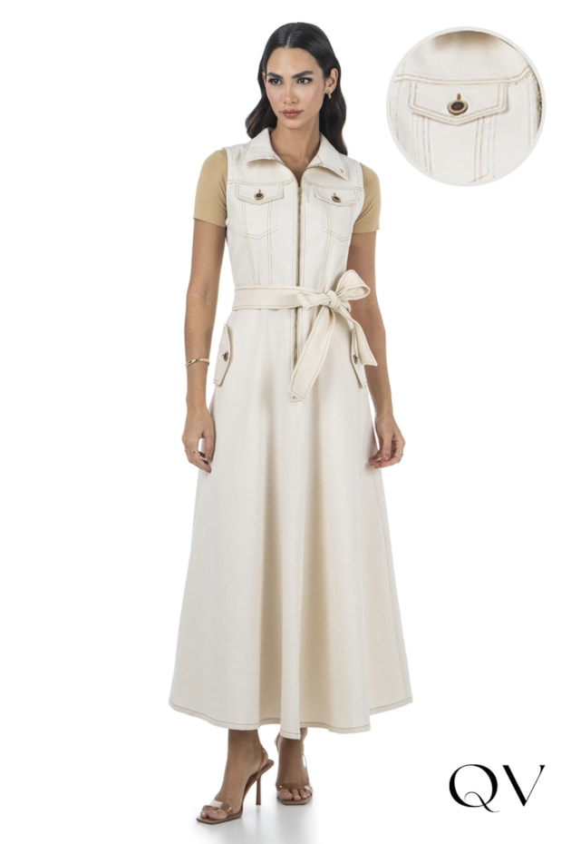 VESTIDO EM JEANS LONGUETE CRU - VIA TOLENTINO VESTIDO EM JEANS LONGUETE CRU - VIA TOLENTINO