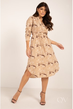 VESTIDO EM LAISE BORDADA NUDE - LEKAZIS