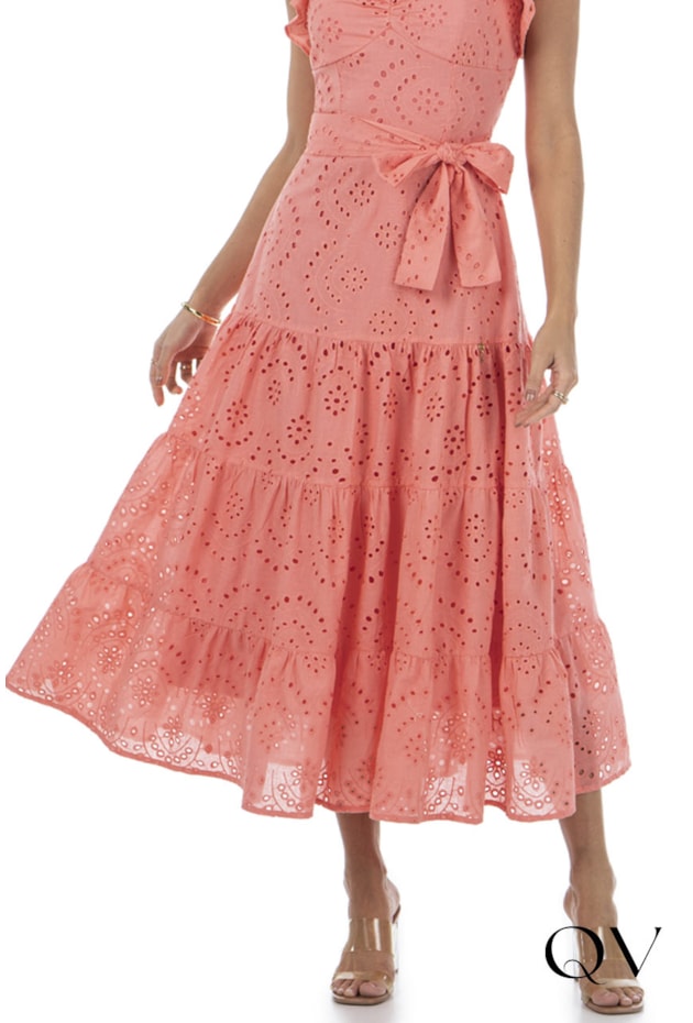 VESTIDO EM LAISE COM BABADOS ROSA - VIA TOLENTINO VESTIDO EM LAISE COM BABADOS ROSA - VIA TOLENTINO