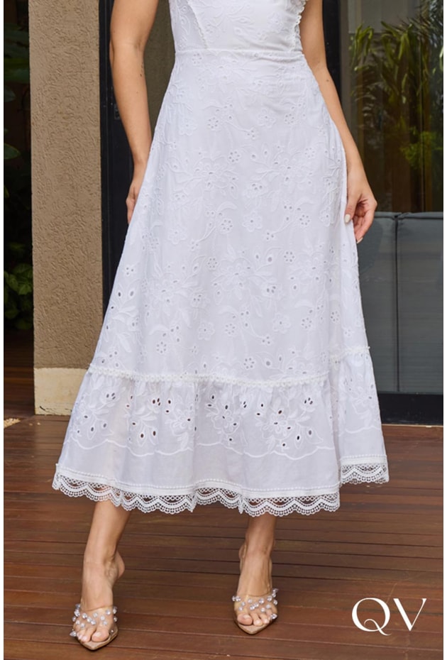 VESTIDO EM LAISE COM GUIPIR OFF WHITE - DOCE MARIA VESTIDO EM LAISE COM GUIPIR OFF WHITE - DOCE MARIA