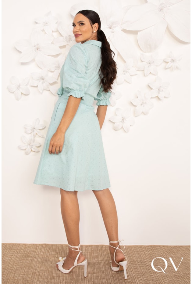 VESTIDO EM LAISE VERDE ÁGUA - LEKAZIS VESTIDO EM LAISE VERDE ÁGUA - LEKAZIS