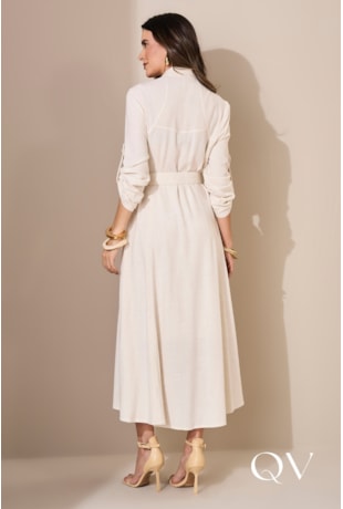VESTIDO EM LINHÃO CAMISARIA OFF WHITE - JANY PIM VESTIDO EM LINHÃO CAMISARIA OFF WHITE - JANY PIM