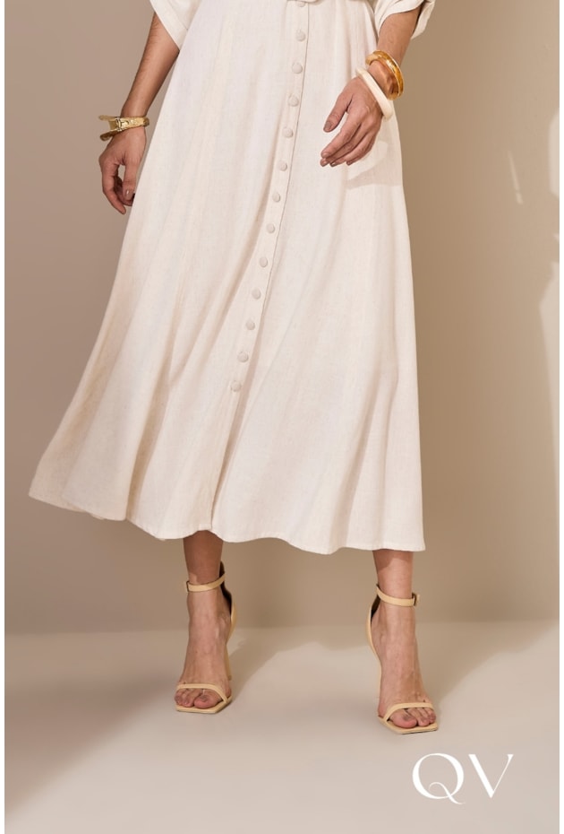 VESTIDO EM LINHÃO CAMISARIA OFF WHITE - JANY PIM