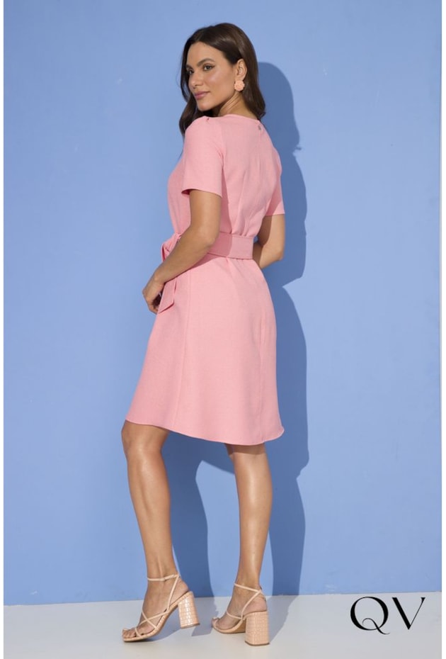 VESTIDO EM LINHO ROSA - LEKAZIS VESTIDO EM LINHO ROSA - LEKAZIS
