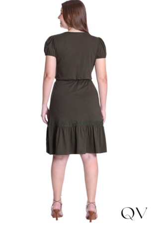 VESTIDO EM MALHA ALGODÃO BORDADO INDUSTRIAL VERDE MILITAR - HAPUK VESTIDO EM MALHA ALGODÃO BORDADO INDUSTRIAL VERDE MILITAR - HAPUK