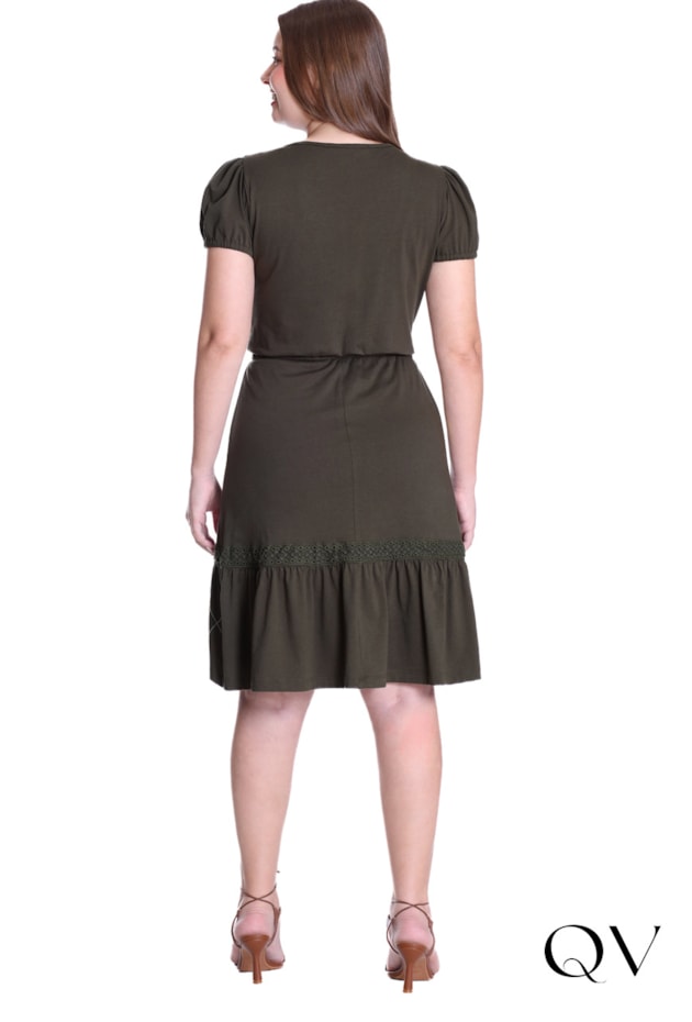 VESTIDO EM MALHA ALGODÃO BORDADO INDUSTRIAL VERDE MILITAR - HAPUK VESTIDO EM MALHA ALGODÃO BORDADO INDUSTRIAL VERDE MILITAR - HAPUK