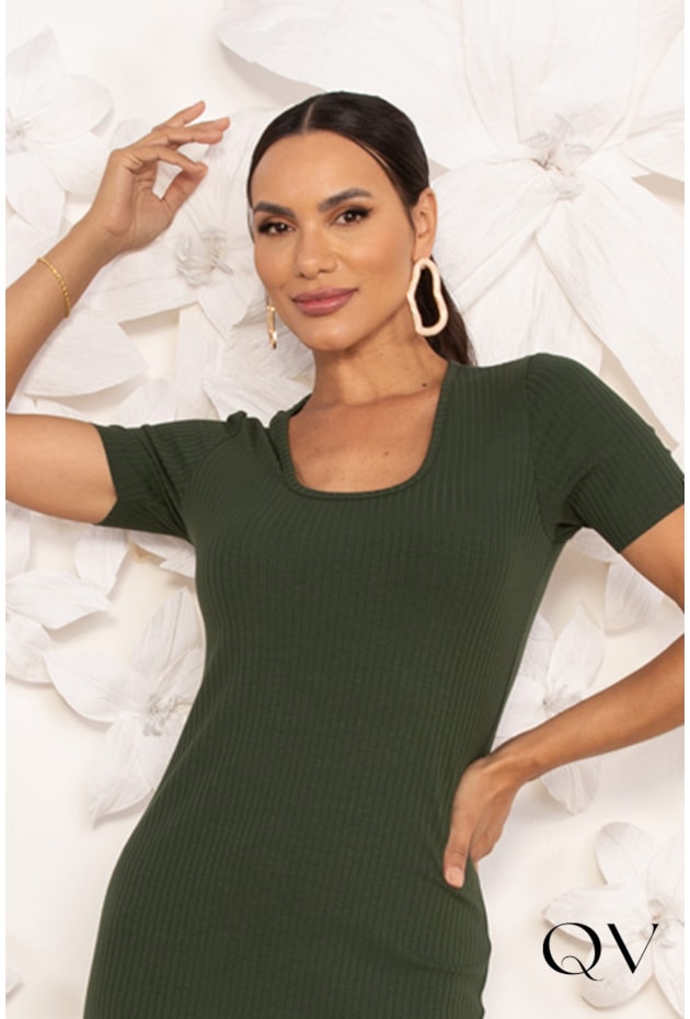 VESTIDO EM MALHA CANELADA VERDE - LEKAZIS VESTIDO EM MALHA CANELADA VERDE - LEKAZIS