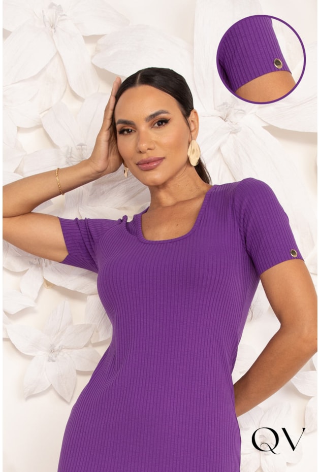 VESTIDO EM MALHA CANELADA VIOLETA - LEKAZIS