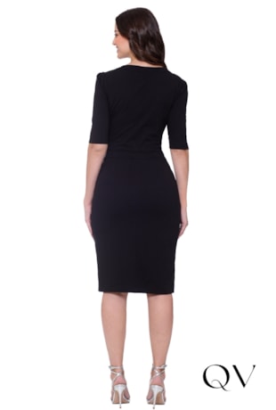 VESTIDO EM MALHA CREPE ZÍPER FRONTAL PRETO - HAPUK