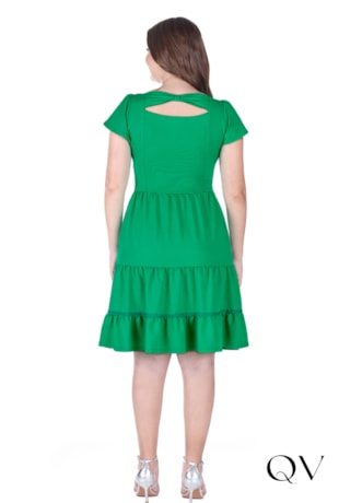 VESTIDO EM MALHA MANGAS GODÊ VERDE - HAPUK