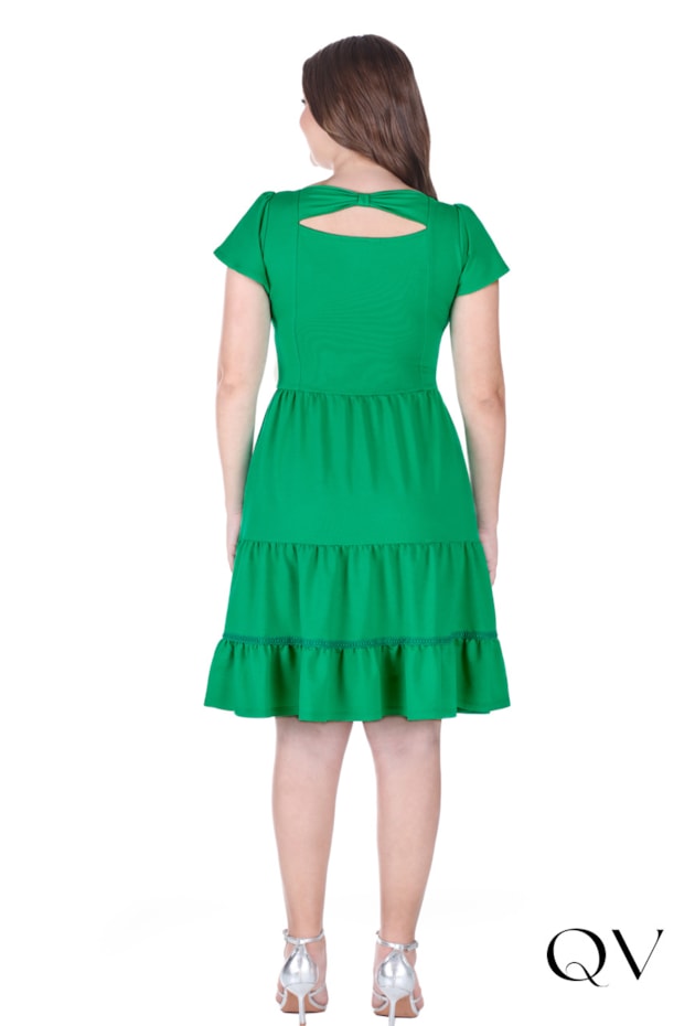 VESTIDO EM MALHA MANGAS GODÊ VERDE - HAPUK